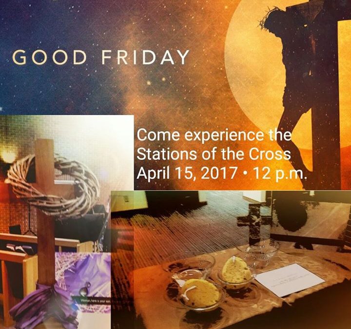 We commemorate Jesus’ walk to Calvary with symbolic reenactment stations.